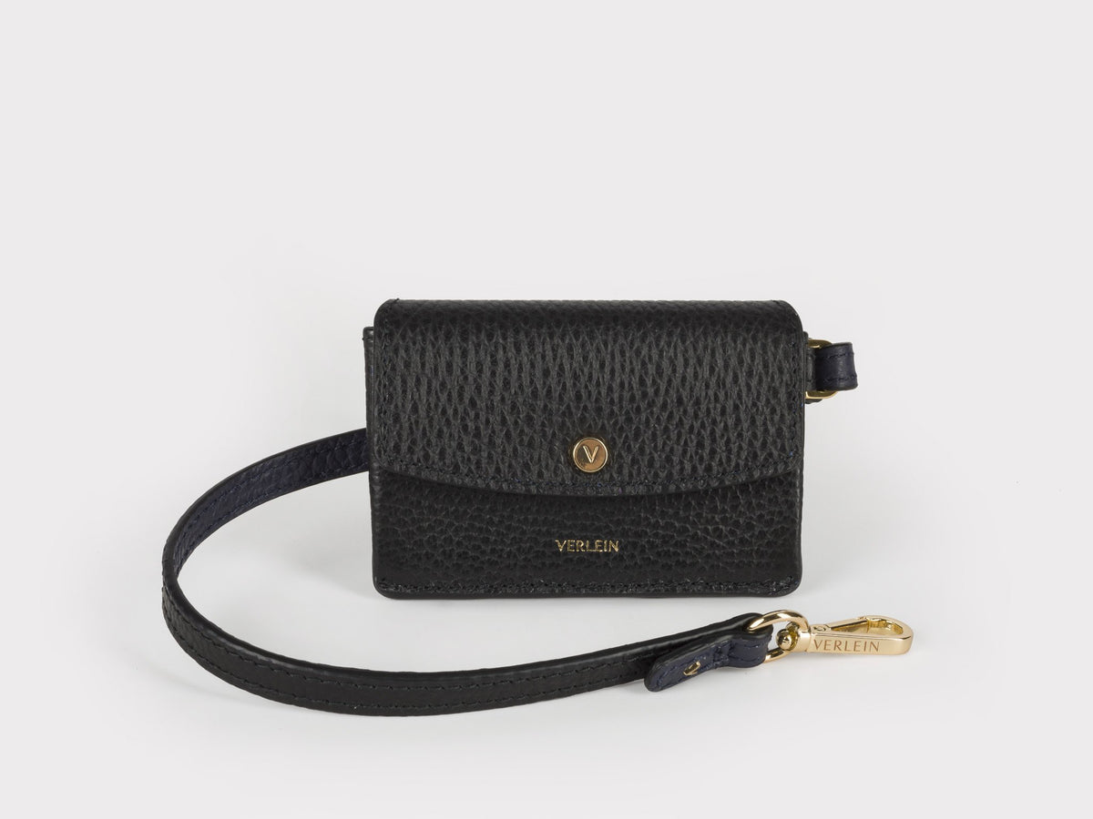 Ana Cinch Crossbody Bag in Jet Black / Azure