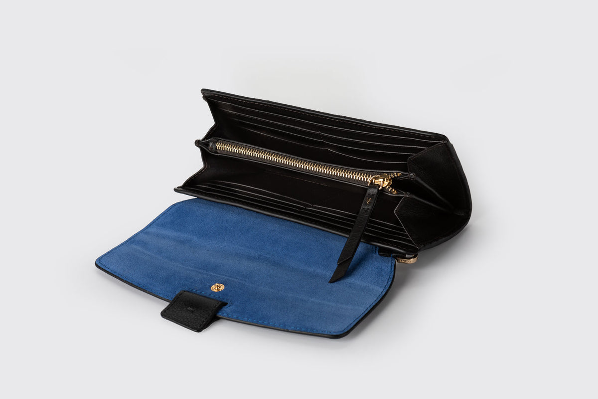 Thea Long Wallet, Soft Black / Royal Blue